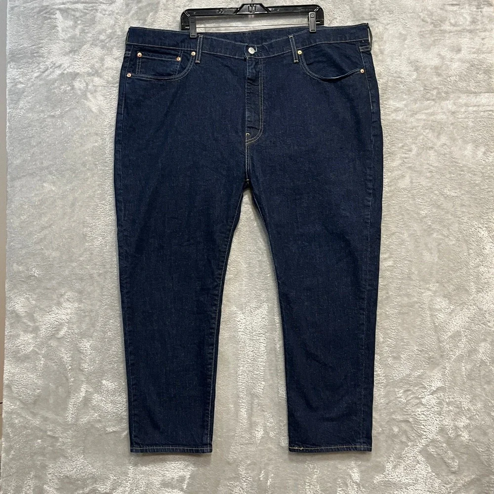 Levi's 502 Taper Jeans Men W48 L30 Dark Indigo Blue Premium Denim